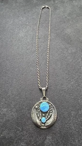 Anhänger Sterlingsilber und blauer Opal mit schwerer Seilkette - Bild 1 von 10