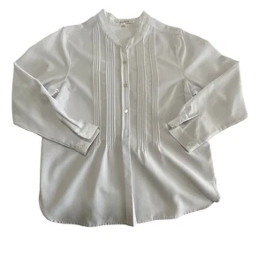 TravelSmith White Pintuck Blouse Petite Size SP Button Down Top - Picture 1 of 5