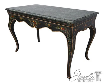 L69919: Venetian Style Marble Top Paint Decorated Console Hall Table - Image 1 of 4