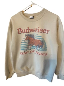 Comida Chatarra Adulto Talla: Pequeña Budweiser King of Beers Sudadera Vintage Cuello Redondo - Imagen 1 de 9