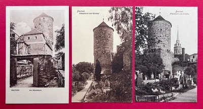 3 x AK BAUTZEN um 1910/20 Nikolaiturm mit Kirchhof und Friedhof   ( 166157 - Bild 1 von 2