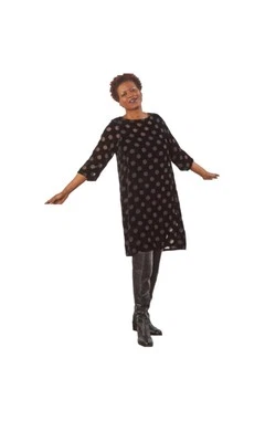 VESTIDO BRYN WALKER HESTER SHIFT TERCIOPELO LUNARES NEGRO TALLA MEDIANA Foto 1 de 4