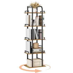 YATINEY Rotating Bookshelf, 5 Tier Spinning Bookcase Tower, 360 Display Narro... - Picture 1 of 8