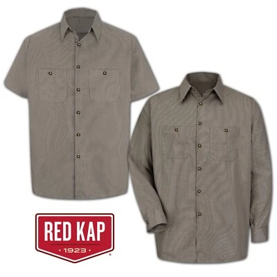 Camisas industriales Red Kap a rayas de popelina/microcheck 2 bolsillos uniforme de trabajo Foto 1 de 4