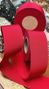 vintage petersham ribbon cotton viscose trim 1.5" tomato red 1yd made in France - Picture 1 of 5