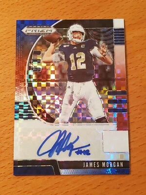 2020 Prizm Draft Auto Red White Blue #229 James Morgan Jets Rookie QB #'d 83/99 - Image 1 of 2