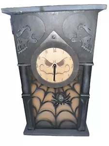 Halloween Animated Spooky Light Up And Talking Gothic Black Clock - Picture 1 of 11