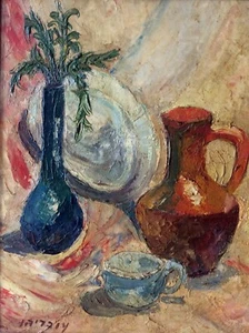 SHMUEL OVADIAHU (1892-1963) , Oil on Board , Still Life, Signed, OBADOWSKY - Picture 1 of 6