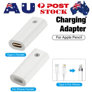 Apple Pencil Charger Adapter Charging Cable Connector USB C/8 Pin to iPhone - Picture 1 of 10