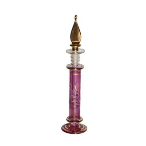 Botella de Perfume Vintage Vidrio Púrpura y Dorado Rosa Egipcia Estilo Genio - Imagen 1 de 9