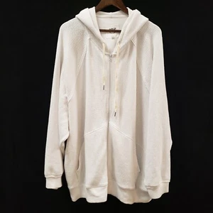 Aerie Womens Beachy Oversized Hoodie Size XXL White Ribbed Clean Girl Athleisure - Picture 1 of 11