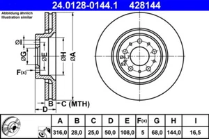 24.0128-0144.1 ATE Brake Disc for VOLVO - Picture 1 of 2