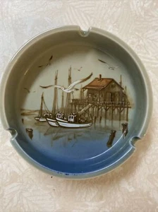 Ash tray Ocean Beach Dock View Ash Bowl used 5 inch Japan Otagiri - Picture 1 of 2