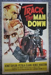 Póster de una hoja Track the Man Down 1955 de Kent Taylor Petula Clark George Rose. - Imagen 1 de 1