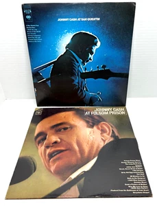 Vintage JOHNNY CASH Albums--At Folsom Prison & At San Quentin - Foto 1 di 9