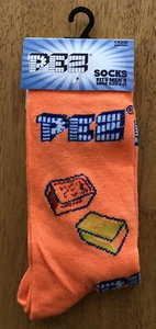 ODD SOX Orange PEZ Candy Brand Logo Novelty Crew Socks Men’s 6-12 - Picture 1 of 2