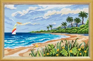 DIY Printed Tapestry Kit "Sea", size 19.7x31.5 in / 50x80 cm, Brvsk - Picture 1 of 6
