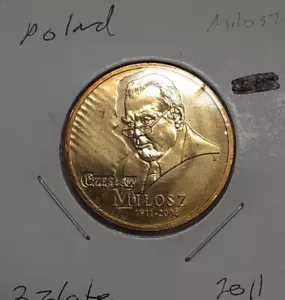 2011 Poland 2 Zlotye Mostly Copper Commem Coin - Czeslaw Milosz BU/Toned - Picture 1 of 2