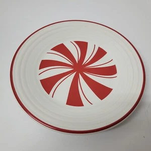 Homer Laughlin Fiesta Menta Rojo Blanco Almuerzo Plato Vacaciones Navidad 9" - Imagen 1 de 5