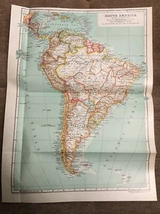 1911 antique colour map - south america - Picture 1 of 4