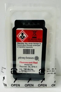 New Genuine Pitney Bowes SL-870-1 Fluorescent Red Ink Cartridge - Afbeelding 1 van 2