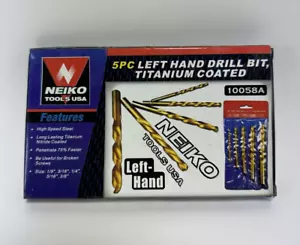 5 Pc Neiko 10058A Titanium Coated Left Hand Drill Bit Set - Picture 1 of 3