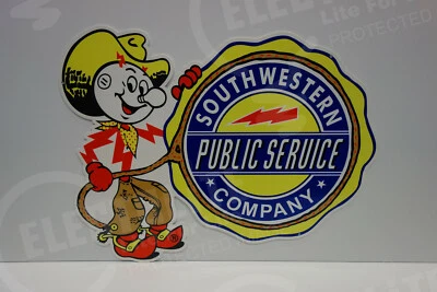 Reddy Kilowatt SOUTHWESTERN style PUBLIC SERVICE DIE CUT HEAVY DUTY GIFT - Image 1 of 3