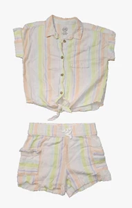 Wonder Nation Toddler Girls Striped Blouse and Shorts set Size S 6-6X - Picture 1 of 3