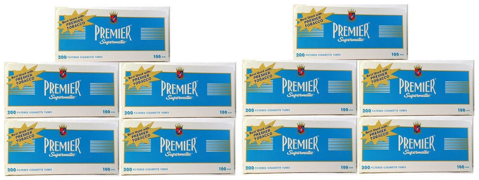 Premier Supermatic 100s Blue Light Cigarette Filter Tubes 10 Boxes 200 -3097-10 - Image 1 of 1