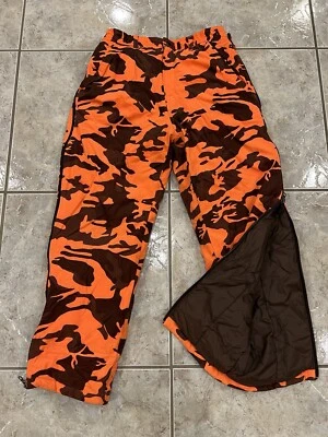 Medium 30X30 WALLS Blaze Orange Camo Pants Hunting Heavy Insulated Zip to Waist - Image 1 of 4