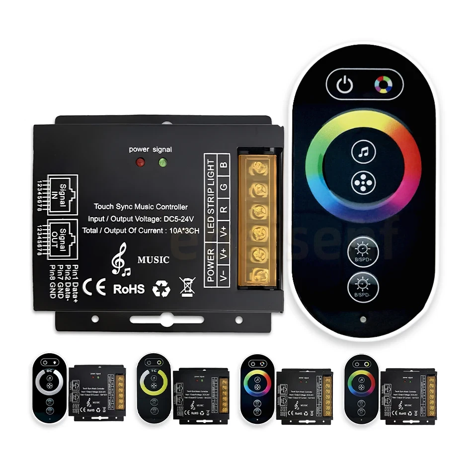 Controller musicale sincronizzazione LED a colori 5V-24V RGB RGBWC con telecomando RF Full Touch - Immagine 1 di 4