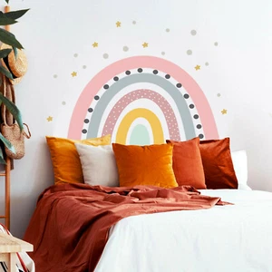 Star Rainbow over Bed Removable Wall Fabric Decal Set Sticker Baby Room Decor - Bild 1 von 5
