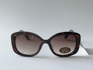 FOSSIL Women's Tortoise Square Sunglasses w/ Gold Metal Arms NWT - Picture 1 of 3