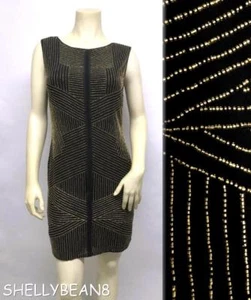 Vestido de Cóctel RENZO + KAI Nordstrom CUENTAS Elástico PROMOCIONAL NEGRO DORADO L M $495 NUEVO CON ETIQUETAS - Imagen 1 de 1