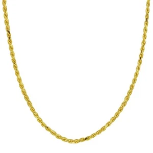 10K Gold Yellow Rope Chain Necklace Diamond Cut Pendant 16 - 30 2mm Light Chain - Picture 1 of 5