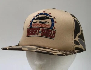 Operation Desert Shield Snapback Baseball Hat Cap Foam Polyester Brown Tan Camo - Picture 1 of 12