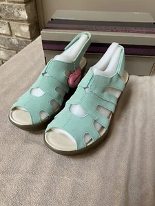 Sandalias de cuña Skechers de estilo paralelo de gamuza punta de mirada como nuevas EE. UU. 6 - Imagen 1 de 13