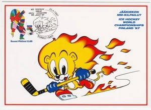 Ice hockey World Championships Mascot Turku Finland Mint Maxi FDC Card 1997 - Picture 1 of 1