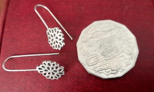 VINTAGE 925 STERLING SILVER FILAGREE LONG HOOK EARRINGS   #ac14 - Bild 1 von 2