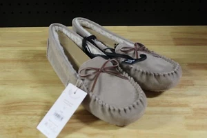 Joyspun Women's Suede Moccasins with Faux Shearling Lining-Stone-Size 11-NWT - Picture 1 of 3