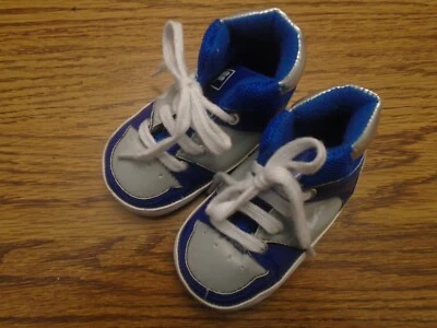 Fila sz 6-9 mo. blue & gray high top lace-up infant athletic shoes Ex. - Image 1 of 4