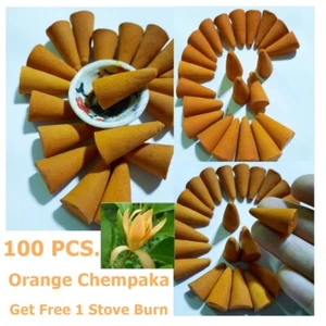 100 pezzi arancione chempaka cono incenso fragranza relax aroma bruciatore terapia naturale - Foto 1 di 9