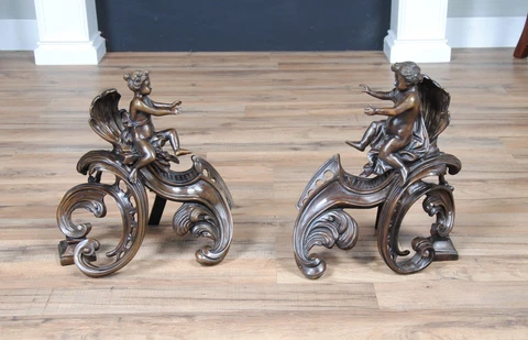 A9022, Niagara Furniture, PAIR Bronze And Iron, Bronze Fireplace Decorations Cover