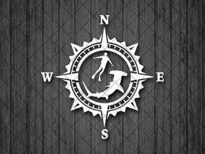 Shark Spearfishing Vinyl Decal Sticker, Compass Rose Decal, Laptop Sticker - Picture 1 of 3