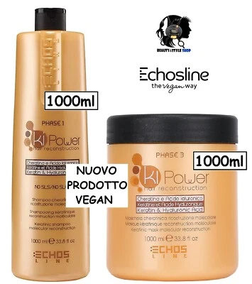SHAMPOO + MASCHERA CAPELLI DANNEGGIATI ECHOS LINE KI POWER ECHOSLINE 2X1000ML