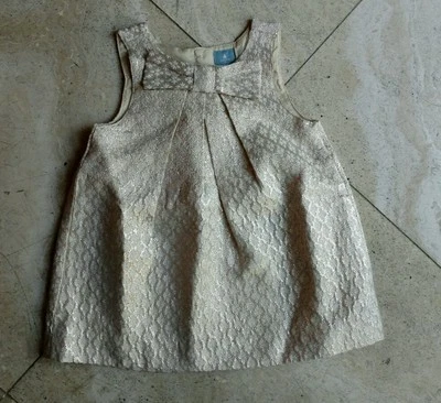 Baby Gap NWT Toddler Girl 6-12 Mo. Metallic Gold & Ivory Jacquard Jumper Dress - Image 1 of 4