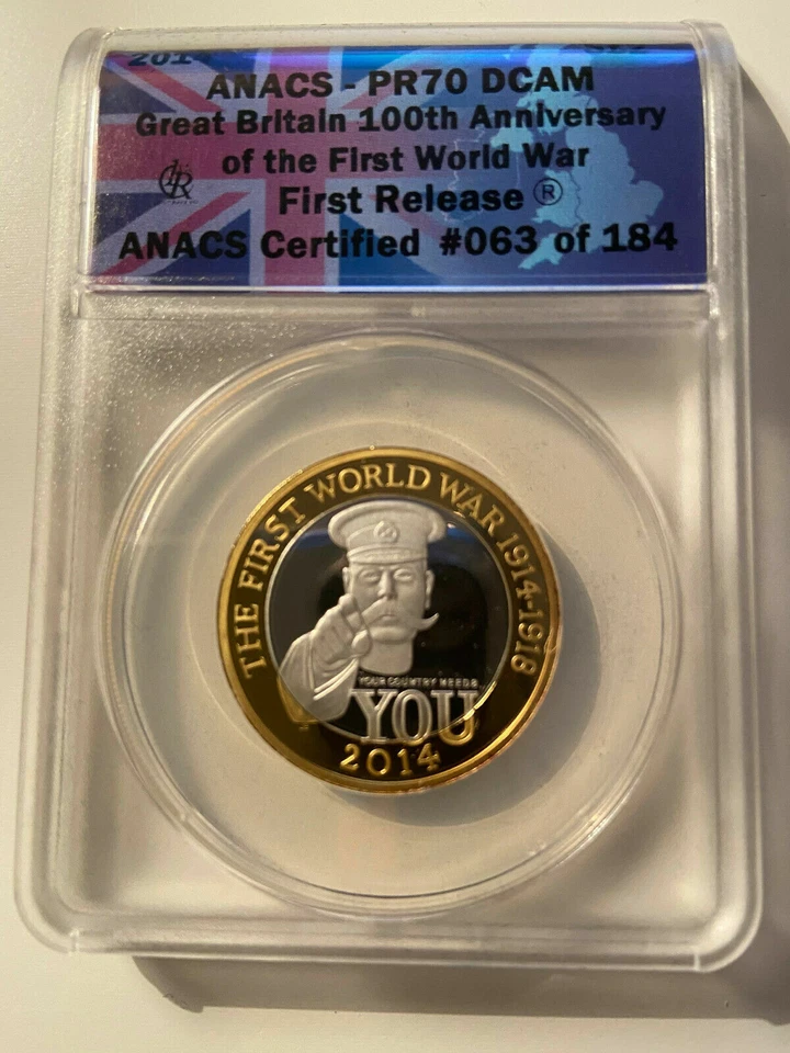 2014 100th Anniversary First World War Great Britain ANACS PR70 SILVER COIN ngc - Image 1 of 2