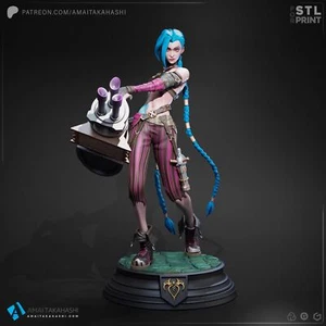 LOL League Of Legends Jinx Figure Unpainted White Mold Kit Arcane DIY Model NEW - Picture 1 of 10