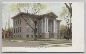 Moline IL ~ frühe Moline öffentliche Bibliothek ~ ionische Säulen ~ Ziegel & Stein Bldg ~ um 1905 - Bild 1 von 2