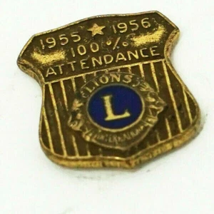 Vintage Lions Club Gold Filled 1955-1956 100% 1/2" Attendance Pin - Picture 1 of 2